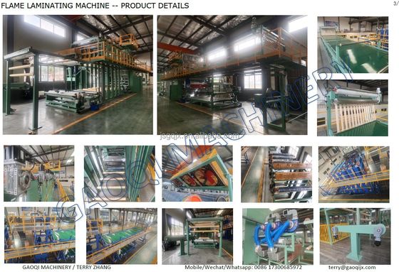 Op maat gemaakte 12000 W PLC-schuim en niet-geweven stof tapijt maken machine Vlam laminatie machine